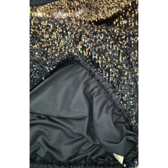 Trina Turk Sequins Top S Dolman Sleeves Lined Stretch Moonstone Midnight Shimmer - Picture 5 of 10